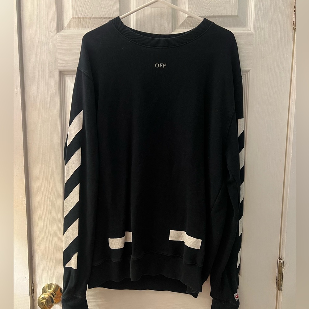 Off-White Black Arrow Print Cotton Crew Neck Sweatshirt XL